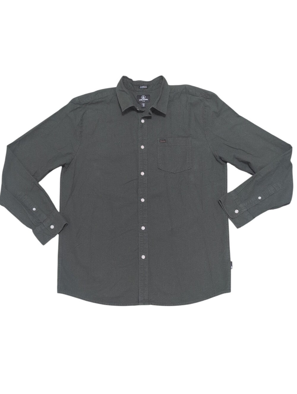 Volcom Hunter Green 100% Cotton Button Down Shirt Men's XL